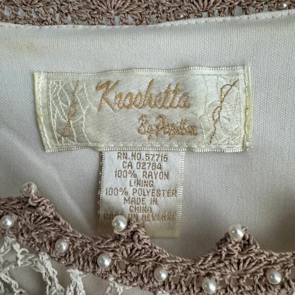 Vintage Kroshetta by Papillon Crochet Beaded 90s Skirt Set Beach Boho Medium - Picture 12 of 12